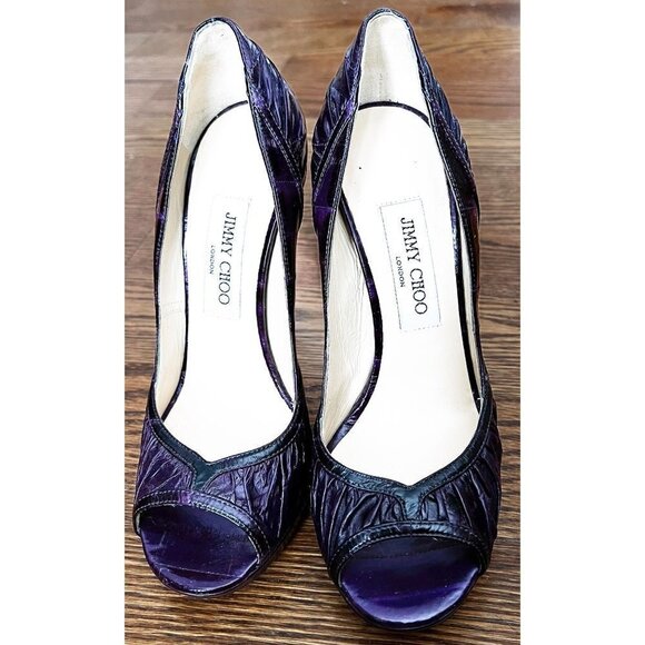 JIMMY Choo Eel Open Toe Pumps Stilettos Heels sz(7.5) - Picture 1 of 12